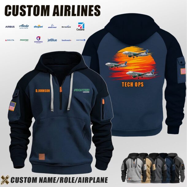 Custom US Airlines Half Zip Hoodie 3