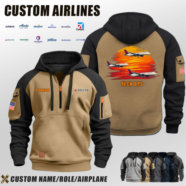 Custom US Airlines Half Zip Hoodie 4