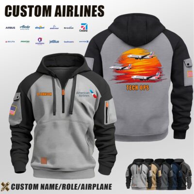 Custom US Airlines Half Zip Hoodie 6