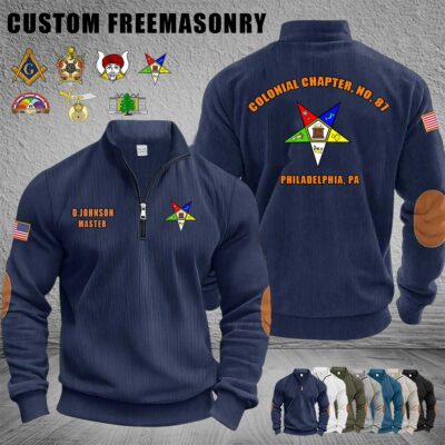 Custom US Freemasonry Halfzip Sweatshirt 2