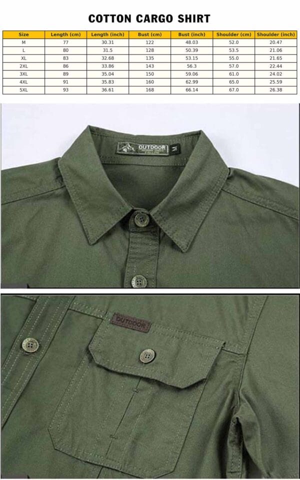 CottonCargoShirt SizeChart