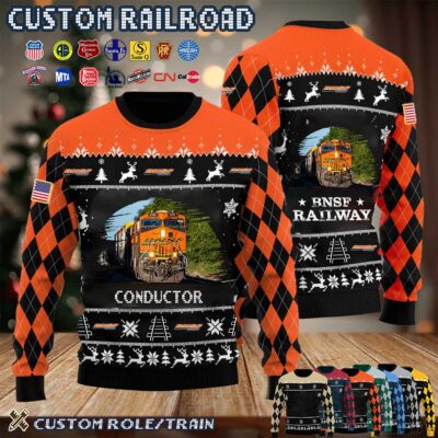 Cusotm US Railroad Ugly Sweater 3