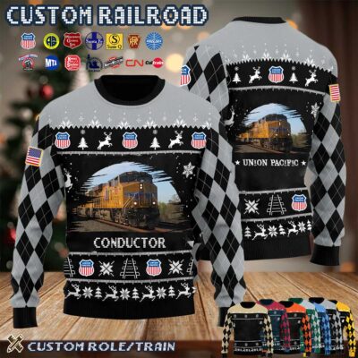Cusotm US Railroad Ugly Sweater 5