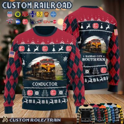 Cusotm US Railroad Ugly Sweater 8