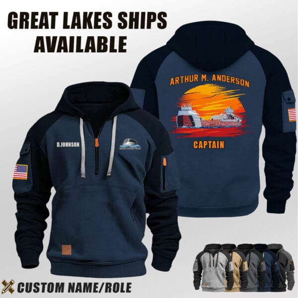 Custom Great Lakes Ships Sunset Halfzip Hoodie