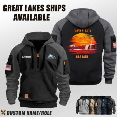 Custom Great Lakes Ships Sunset Halfzip Hoodie.1 Jpg