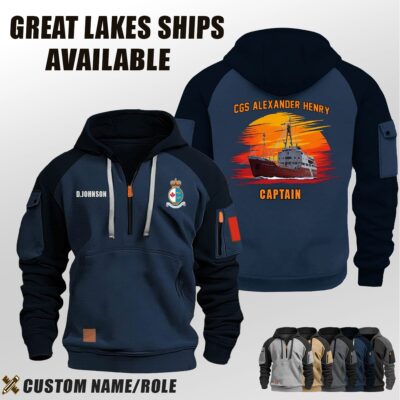 Custom Great Lakes Ships Sunset Halfzip Hoodie7jpg