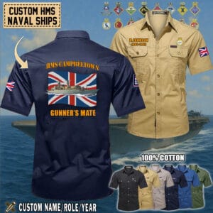 Custom HMS Ship Flag Cotton Cargo Shirts 1