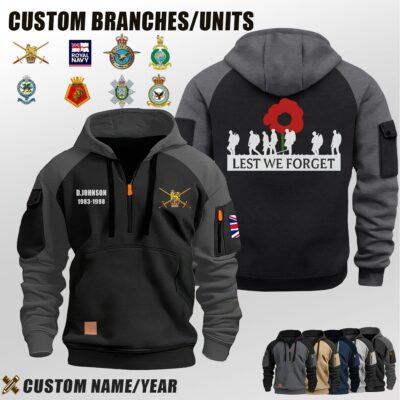 Custom UK Bracnhes Halfzip Hoodie