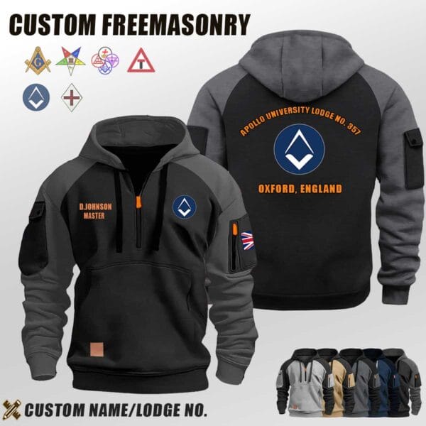 Custom UK Freemasonry Halfzip Hoodie 3