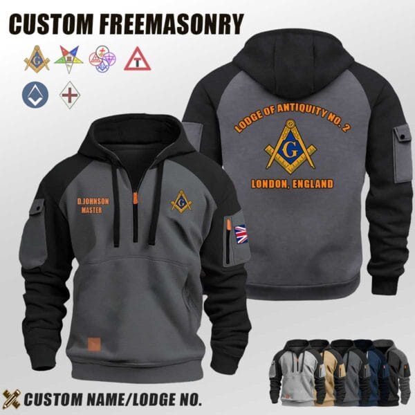 Custom UK Freemasonry Halfzip Hoodie 4