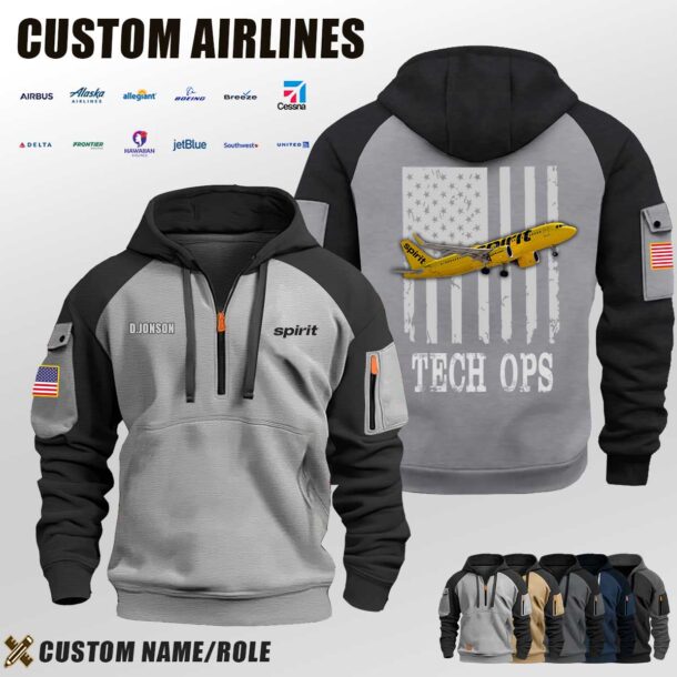 Custom US Airlines Flag Halfzip Hoodie 1