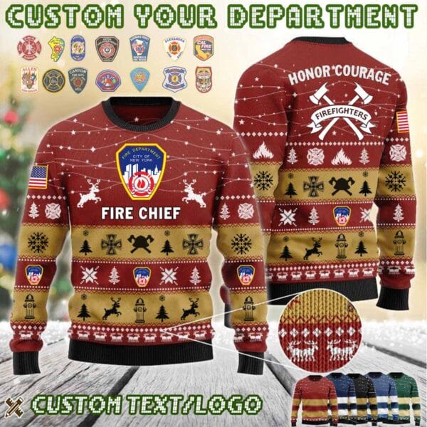 Custom US FireFighter Double Axe Sweater 1