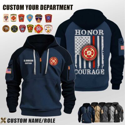 Custom US Firefighter Flag Halfzip Hoodie 1 2