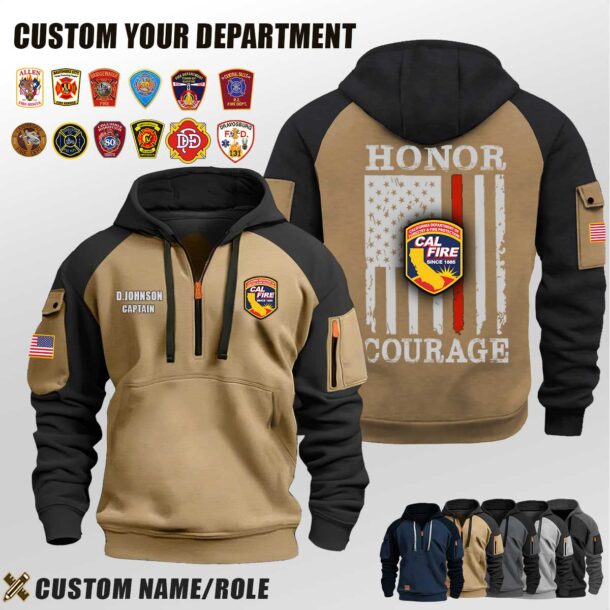 Custom US Firefighter Flag Halfzip Hoodie 5