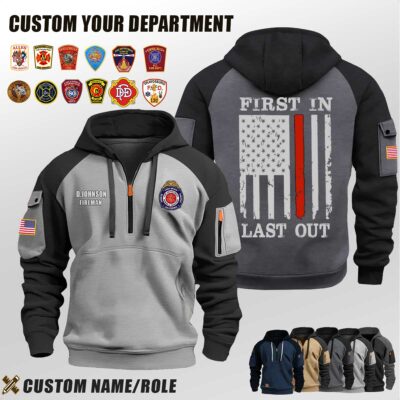 Custom US Firefighter Halfzip Hoodie 1 1