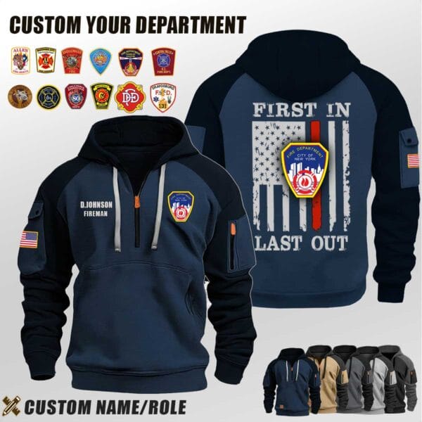 Custom US Firefighter Halfzip Hoodie 2