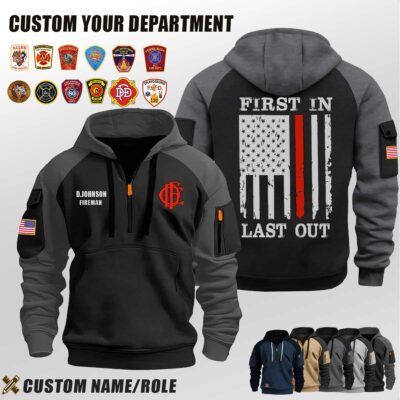 Custom US Firefighter Halfzip Hoodie