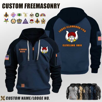 Custom US Freemason Halfzip Hoodie 2