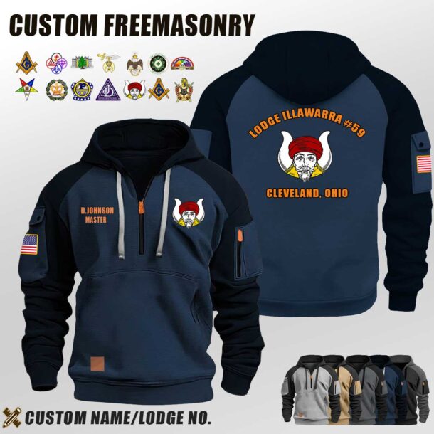 Custom US Freemason Halfzip Hoodie 2