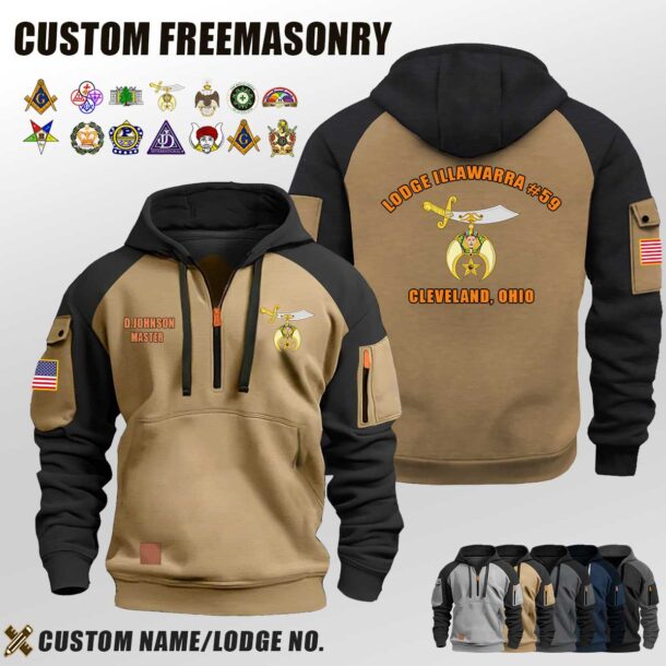 Custom US Freemason Halfzip Hoodie 3