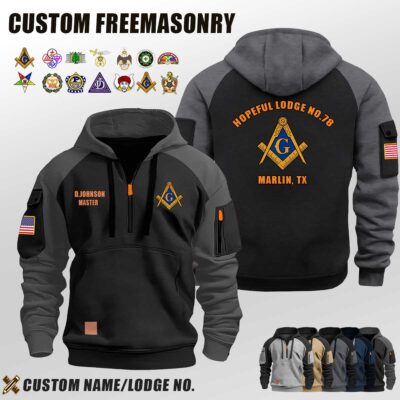 Custom US Freemason Halfzip Hoodie