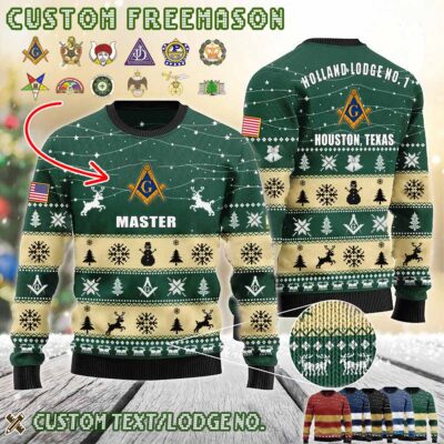 Custom US Freemasonry Ugly Sweater 1