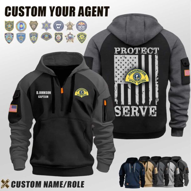Custom US Law Enforcement Flag Halfzip Hoodie 1
