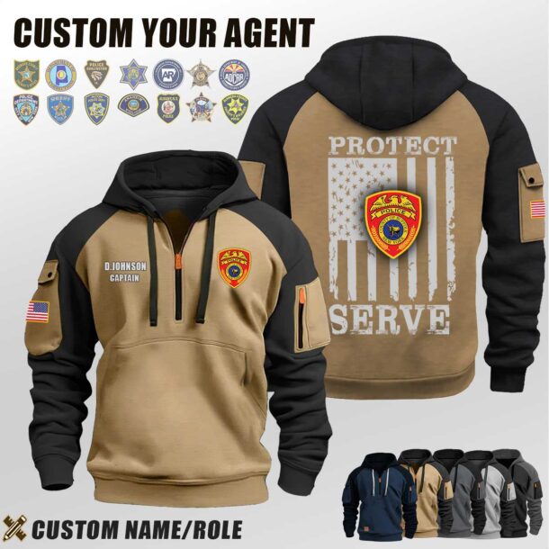 Custom US Law Enforcement Flag Halfzip Hoodie 3