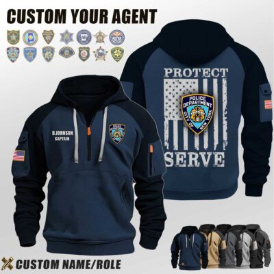 Custom US Law Enforcement Flag Halfzip Hoodie 4