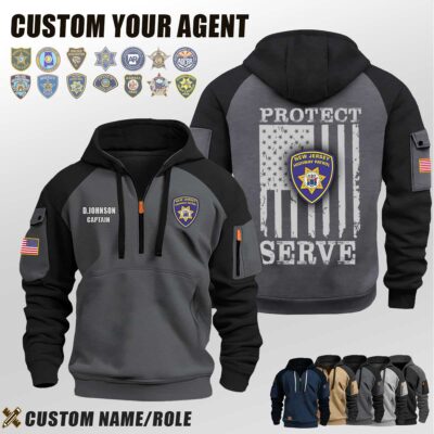Custom US Law Enforcement Flag Halfzip Hoodie 5