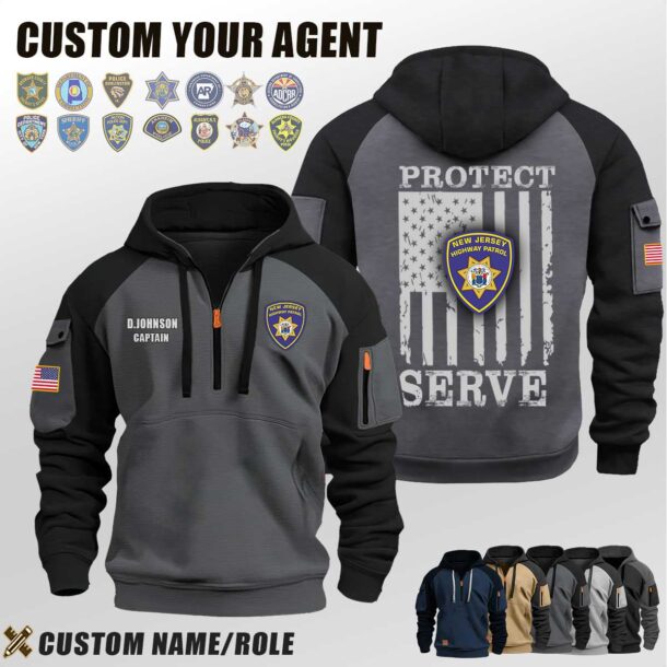Custom US Law Enforcement Flag Halfzip Hoodie 5