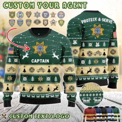 Custom US Law Enforcement Protect And Serve Ugly Sweater 2