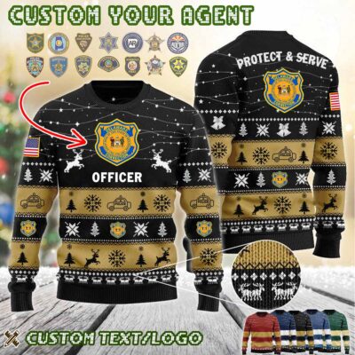 Custom US Law Enforcement Protect And Serve Ugly Sweater 3