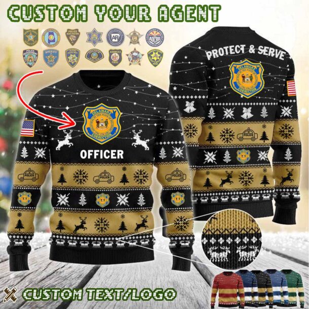 Custom US Law Enforcement Protect And Serve Ugly Sweater 3