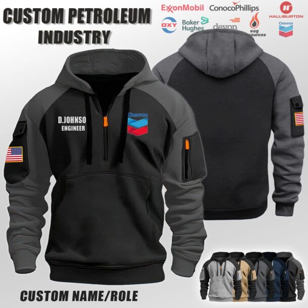 Custom US Petroleum Industry Halfzip Hoodie 1 1