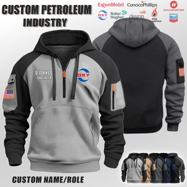 Custom US Petroleum Industry Halfzip Hoodie 2 1