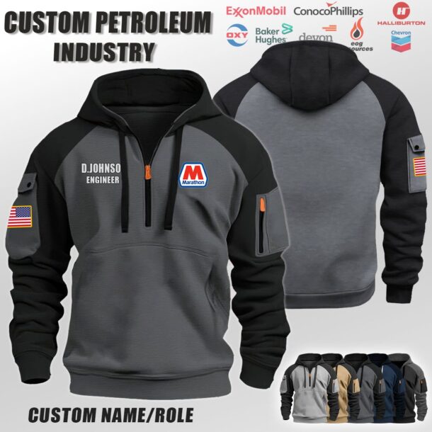 Custom US Petroleum Industry Halfzip Hoodie 3 1