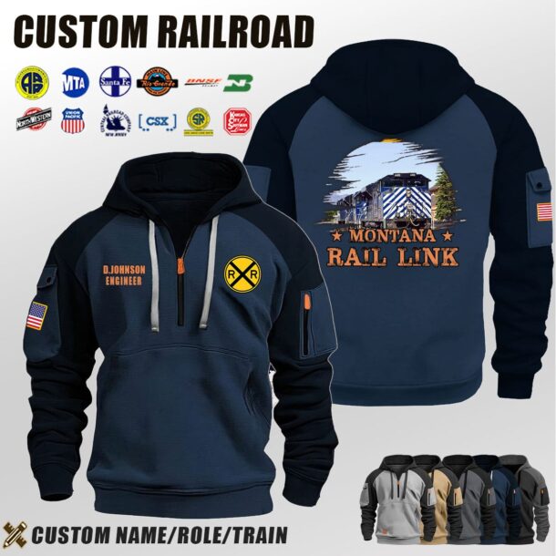 Custom US Railroad Halfzip Hoodie 2