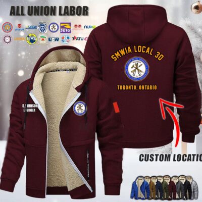 Cusotm CA Union Labor Location Fleece Zip Hoodie 4