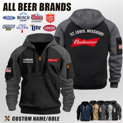 Custom ALL Beer Brands Location Halfzip Hoodie 1