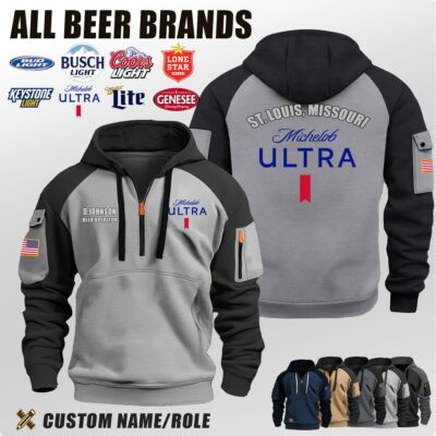 Custom ALL Beer Brands Location Halfzip Hoodie 2