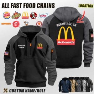 Custom All Fast Food Chains Location Halfzip Hoodie 1