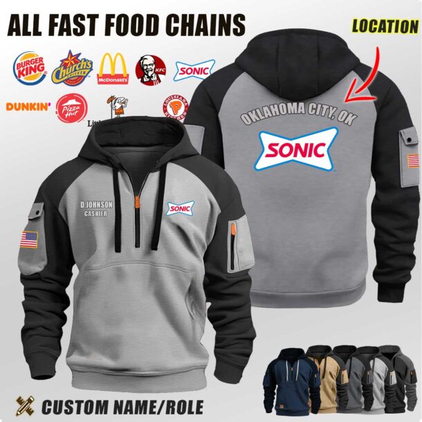 Custom All Fast Food Chains Location Halfzip Hoodie 5