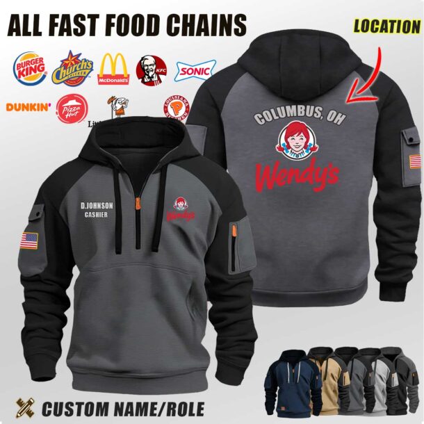 Custom All Fast Food Chains Location Halfzip Hoodie 6