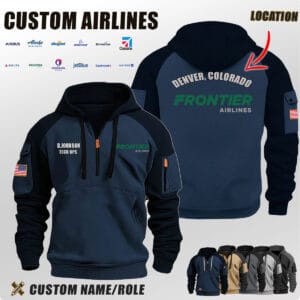 Custom US Airlines Location Halfzip Hoodie 4