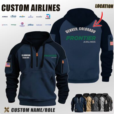 Custom US Airlines Location Halfzip Hoodie 4