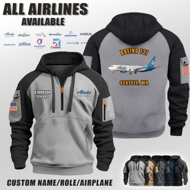 Custom US Airlines V03 Halfzip Hoodie 2