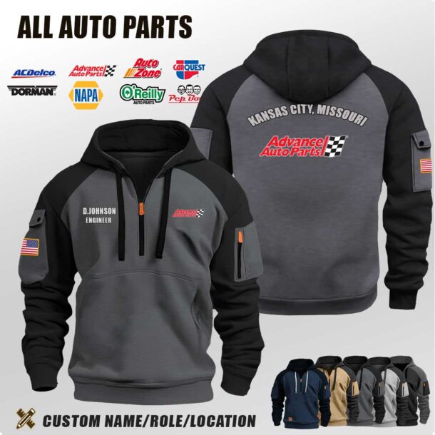 Custom US Auto Parts Location Halfzip Hoodie 4