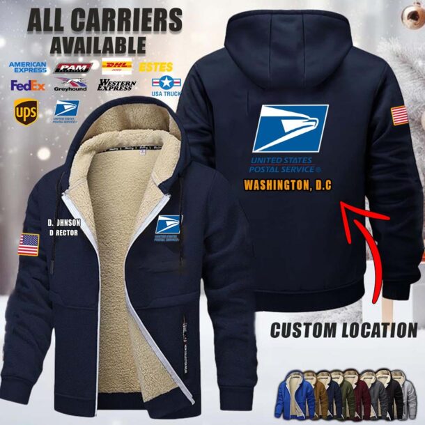 Custom US Carrier Location Fleece Zip Hoodie 2 1